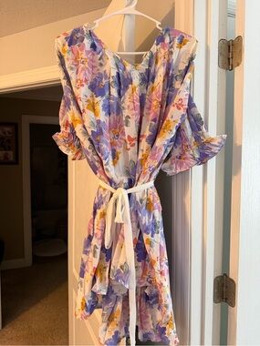 Umgee Lavender Pink Yellow Floral Midi Dress